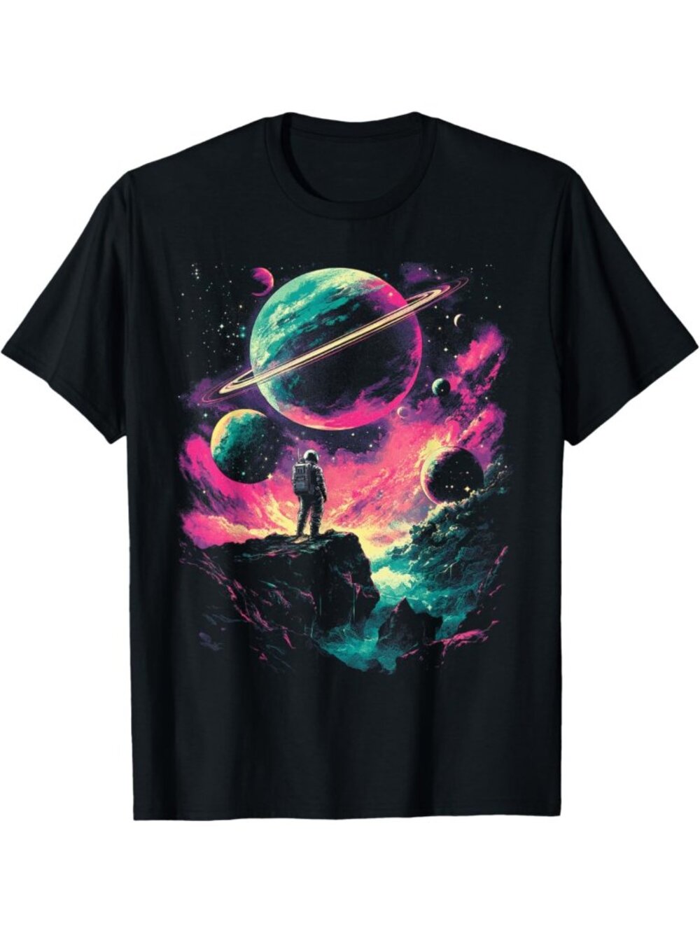 Galaxy Universe Saturn Science T-Shirt | Outer Space Astronaut Graphic Tee